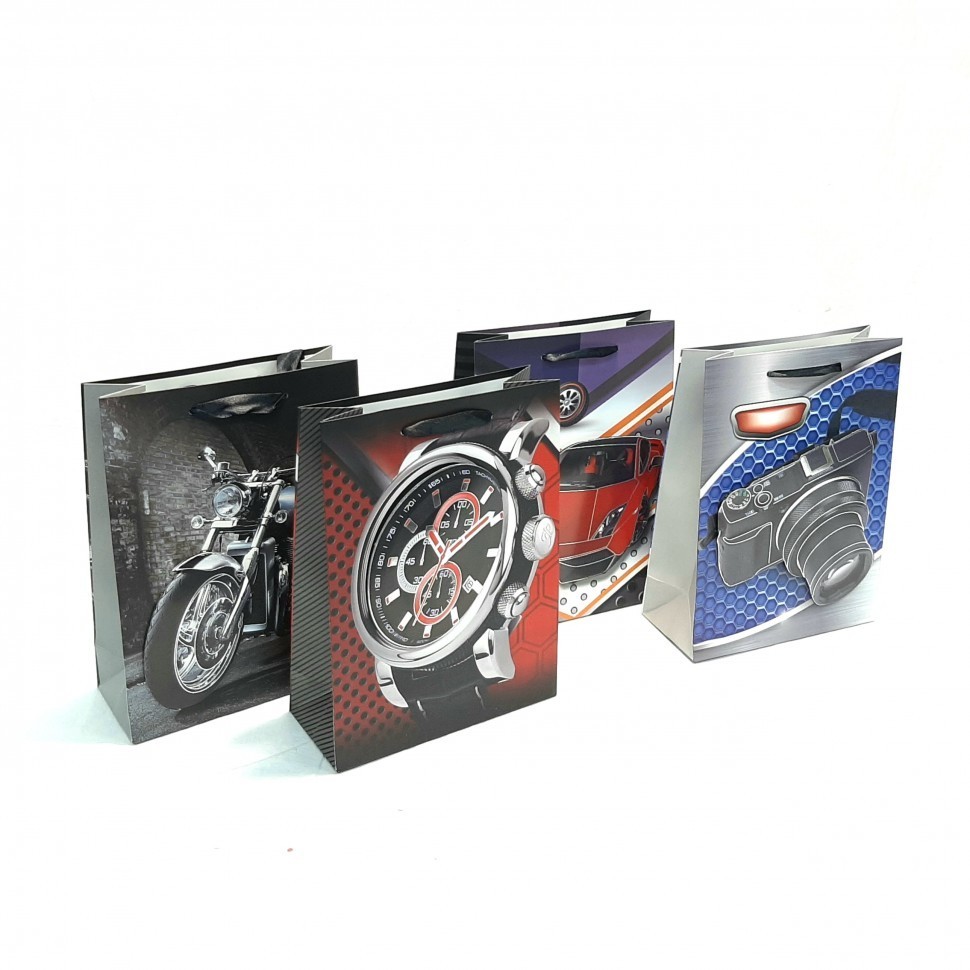 Пакет Подарочный  МУЖСКОЙ 3D (авто, часы, фото)  (26*32*10)  (ТВ-2470)