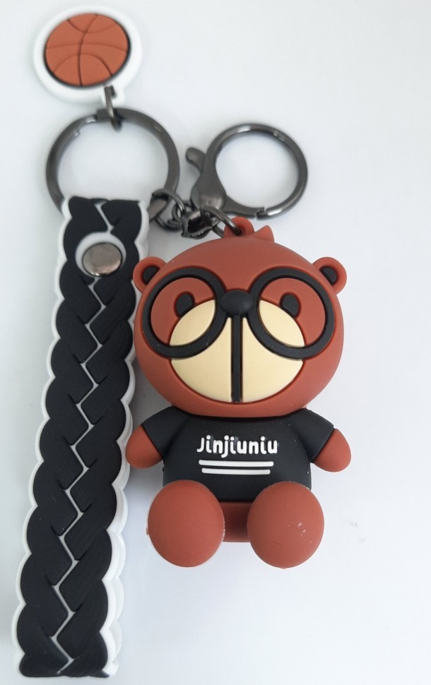 Брелок для ключей "МЕДВЕЖОНОК Jinjiuniu" в очках чёрный (ТВ-2629) В упаковке 10 штук Цена указана за 1 шт ! ! !
