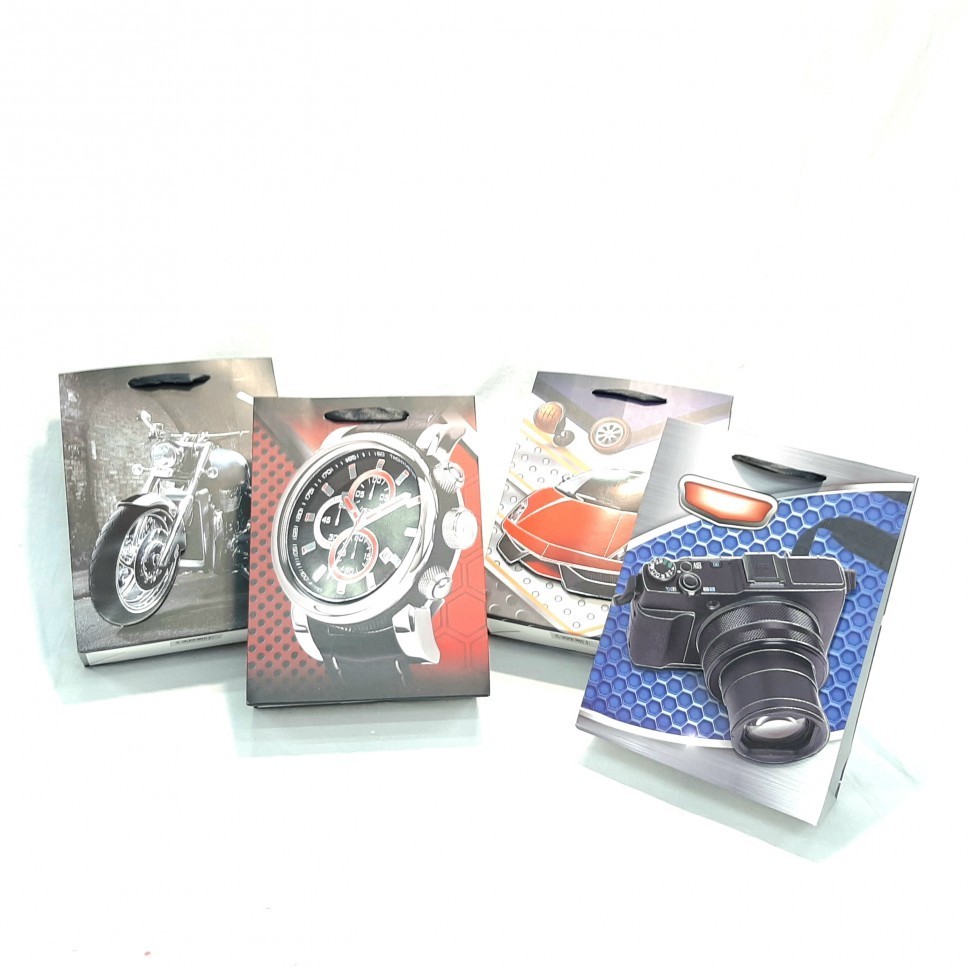 Пакет Подарочный  МУЖСКОЙ 3D (авто, часы, фото)  (30*40*12)  (ТВ-2469)