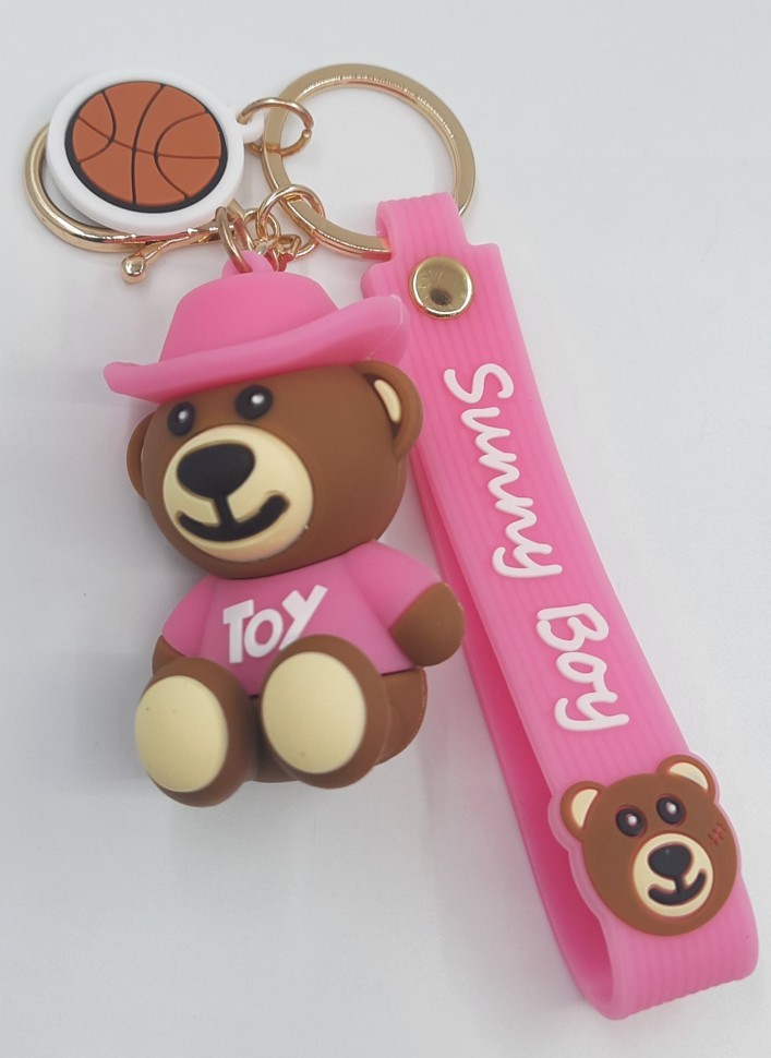 Брелок для ключей "МЕДВЕЖОНОК в Шляпе" розовый (ТВ-2635) В упаковке 10 штук Цена указана за 1 шт ! ! !