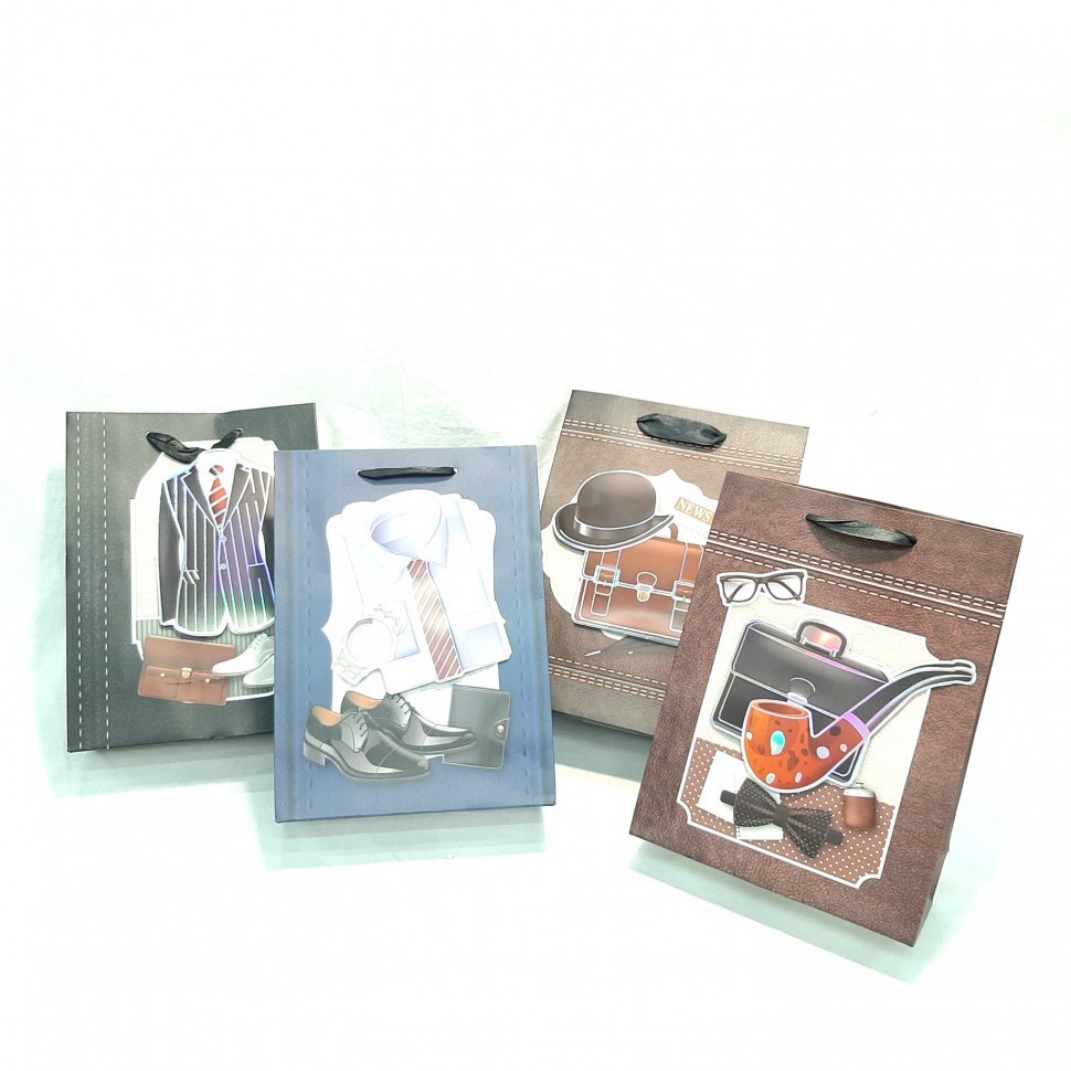 Пакет Подарочный  МУЖСКОЙ 3D (портфель, трубка, пиджак, рубашка)  (17,5*24*8)  (ТВ-2462)