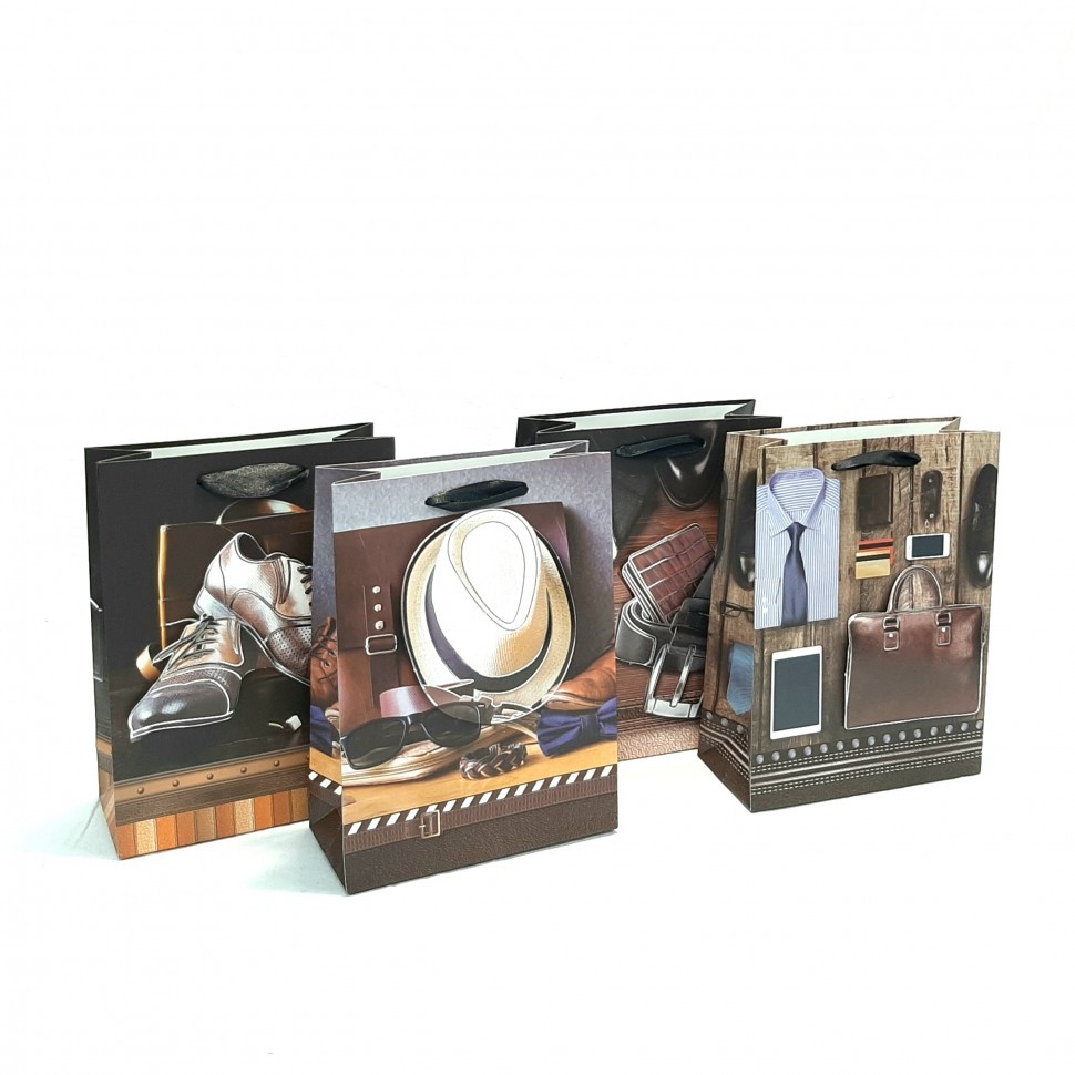 Пакет Подарочный  МУЖСКОЙ 3D (ремень, портфель, шляпа, ботинки)  (17,5*24*8)  (ТВ-2474)