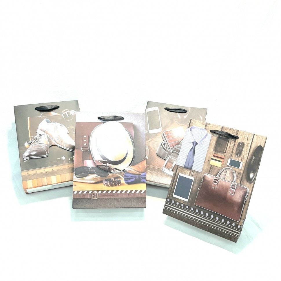 Пакет Подарочный  МУЖСКОЙ 3D (ремень, портфель, шляпа, ботинки)  (26*32*10)  (ТВ-2473)