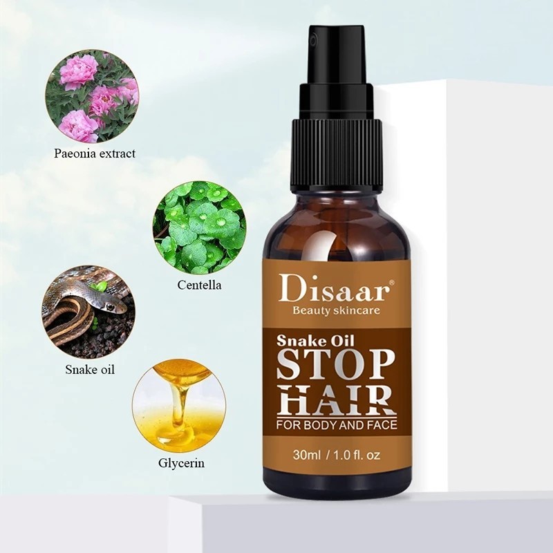 DISAAR  Сыворотка - Спрей для лица и тела STOP HAIR Snake Oil замедляющая рост волос ЗМЕИНЫЙ ЖИР  30мл  (DS-51962)