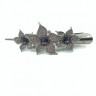 Заколка - Лапка для волос "Три цветка" с фиолетовым камнем, серебристый.