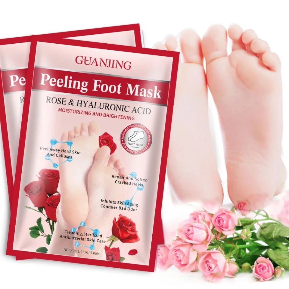 GUANJING  Носочки - Пилинг для Ног PEELING FOOT Mask Отшелушивающие РОЗА и ГИАЛУРОНОВАЯ КИСЛОТА  40г  (GJ-7036)