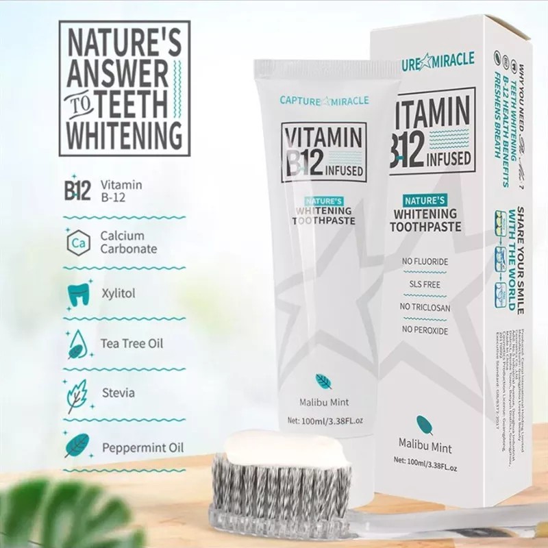 PEI MEI  Зубная паста VITAMIN B12 Whitening Натуральное Отбеливание Malibu Mint  100мл  (PM-6945)