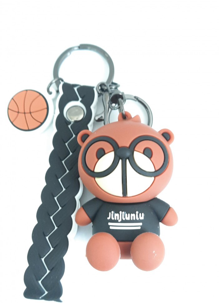 Брелок для ключей "МЕДВЕЖОНОК Jinjiuniu" в очках чёрный (ТВ-2629) В упаковке 10 штук Цена указана за 1 шт ! ! !