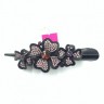 Заколка - Лапка для волос "Три цветка" с фиолетовыми камнями , черная.